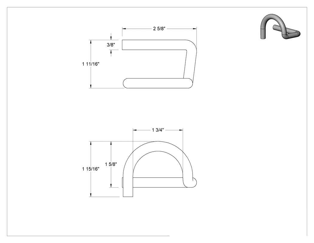 Teknik Çizim - Yerçekimi pimi, 1-1/2" ila 1-5/8" Dış Çaplı Borular için