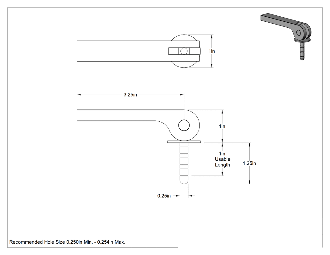 Teknik Çizim - Çapı Genişleyen Hızlı Açma Pimi, 1/4" Çap, 1" Kullanılabilir Uzunluk