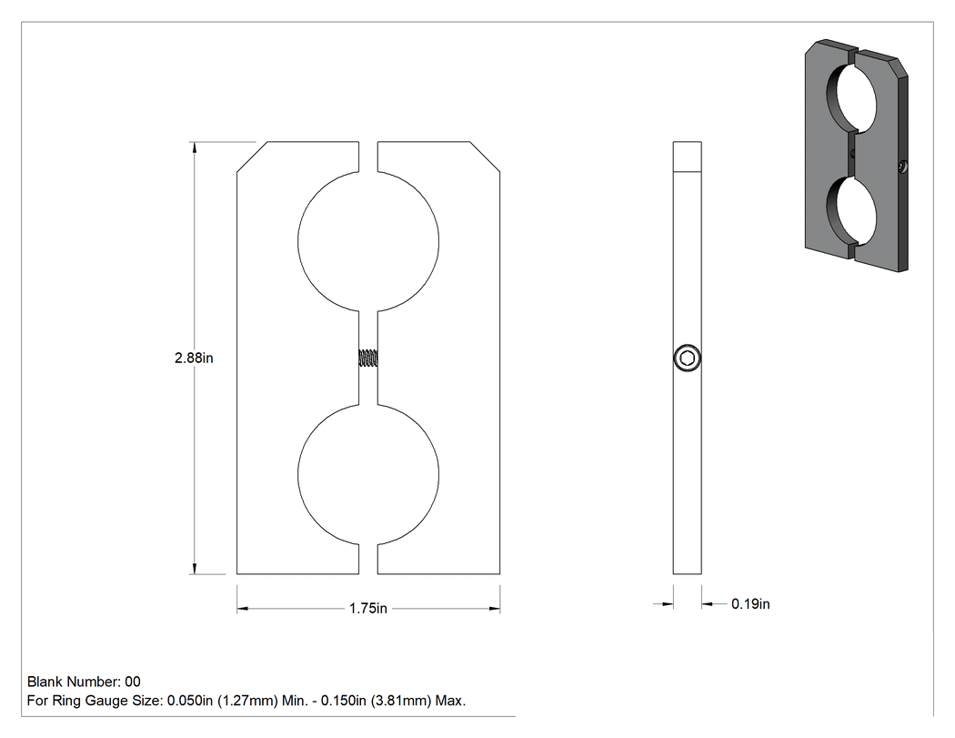 Teknik Çizim - Halka Mastarı Tutucu, 0.05" ila 0.15" ve 1.27 mm ila 3.81 mm Halka Mastarı Boyutu için