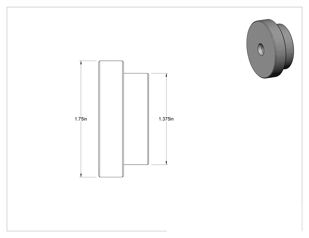 Teknik Çizim - 1-3/4" Çaplı Dişli ve Rulman Çekici Basamaklı Plaka Adaptörü