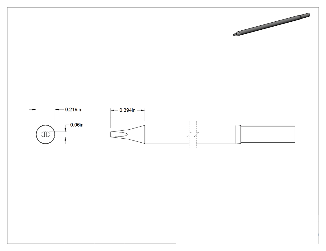 Teknik Çizim - Metcal Model Numarası Sfp-CH15 Lehim İstasyonları için Lehim Havyası Ucu