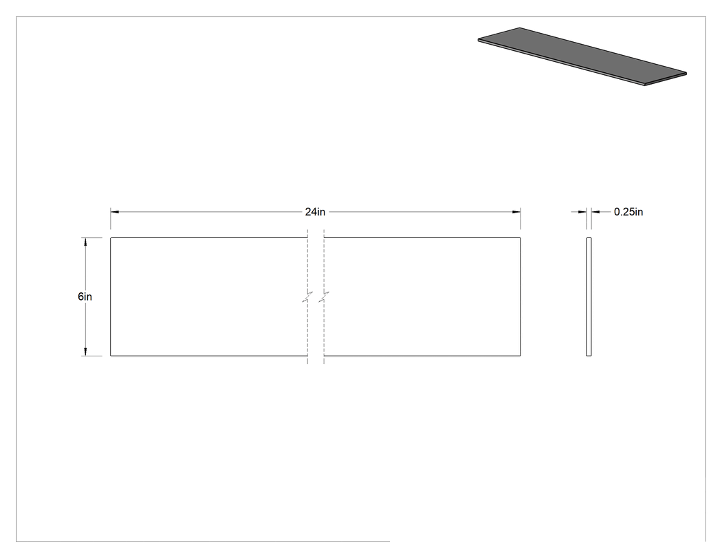 Teknik Çizim - Plastik Raf, 6" Derinlik x 24" Genişlik