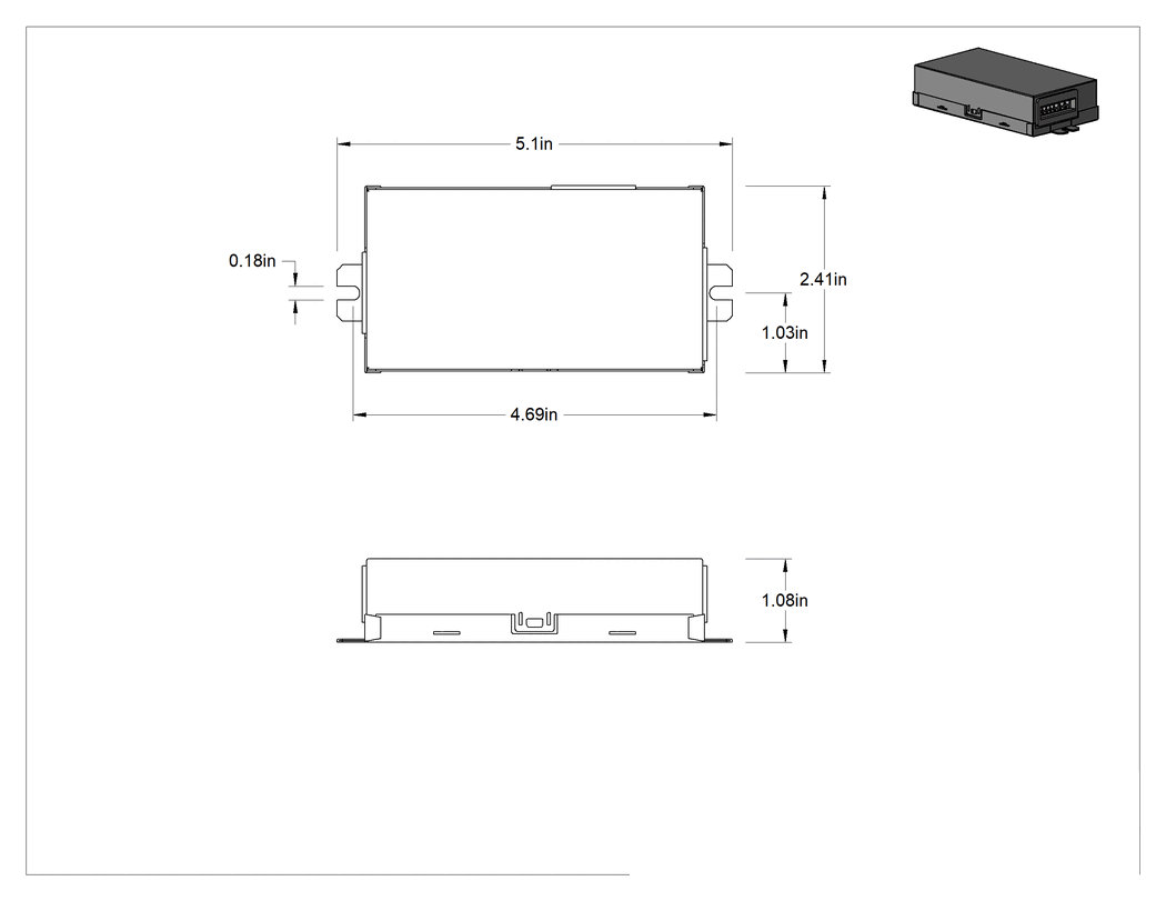 Teknik Çizim - Programlanabilir LED Sürücü, Taptronic, 25 W Çıkış, Bağlantı Elemanı Montajı