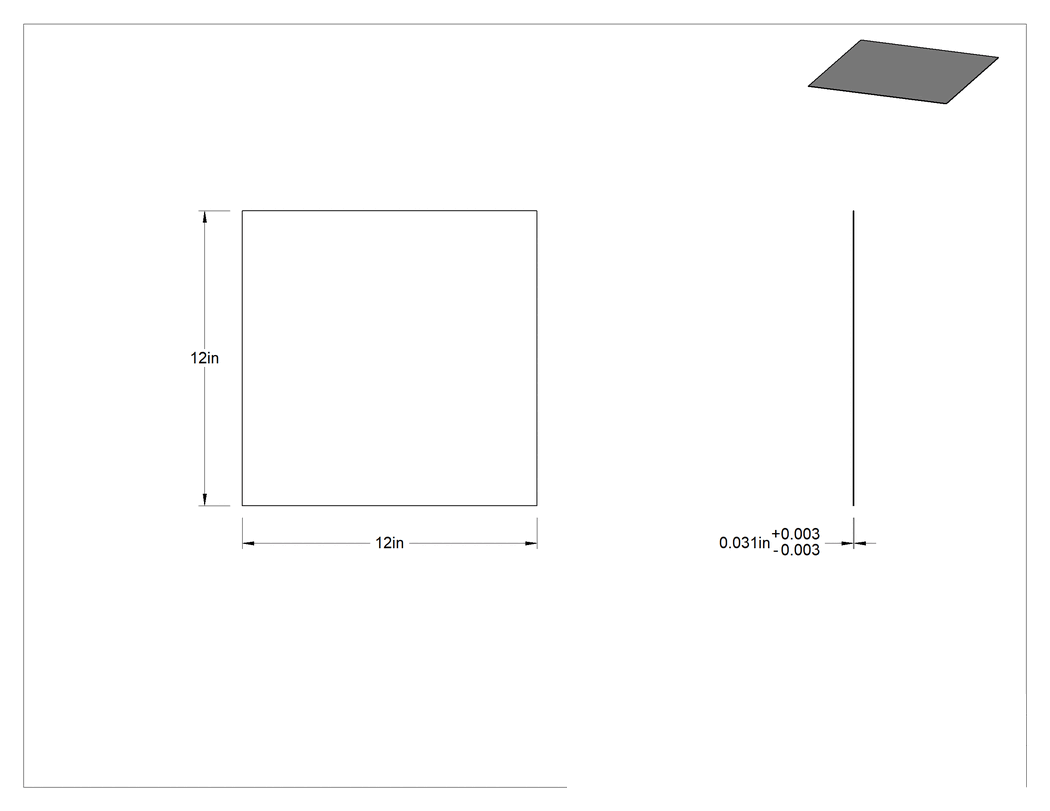Teknik Çizim - Beyaz Delrin® Asetal Reçine Levha, 1/32" Kalınlık, 12" x 12"