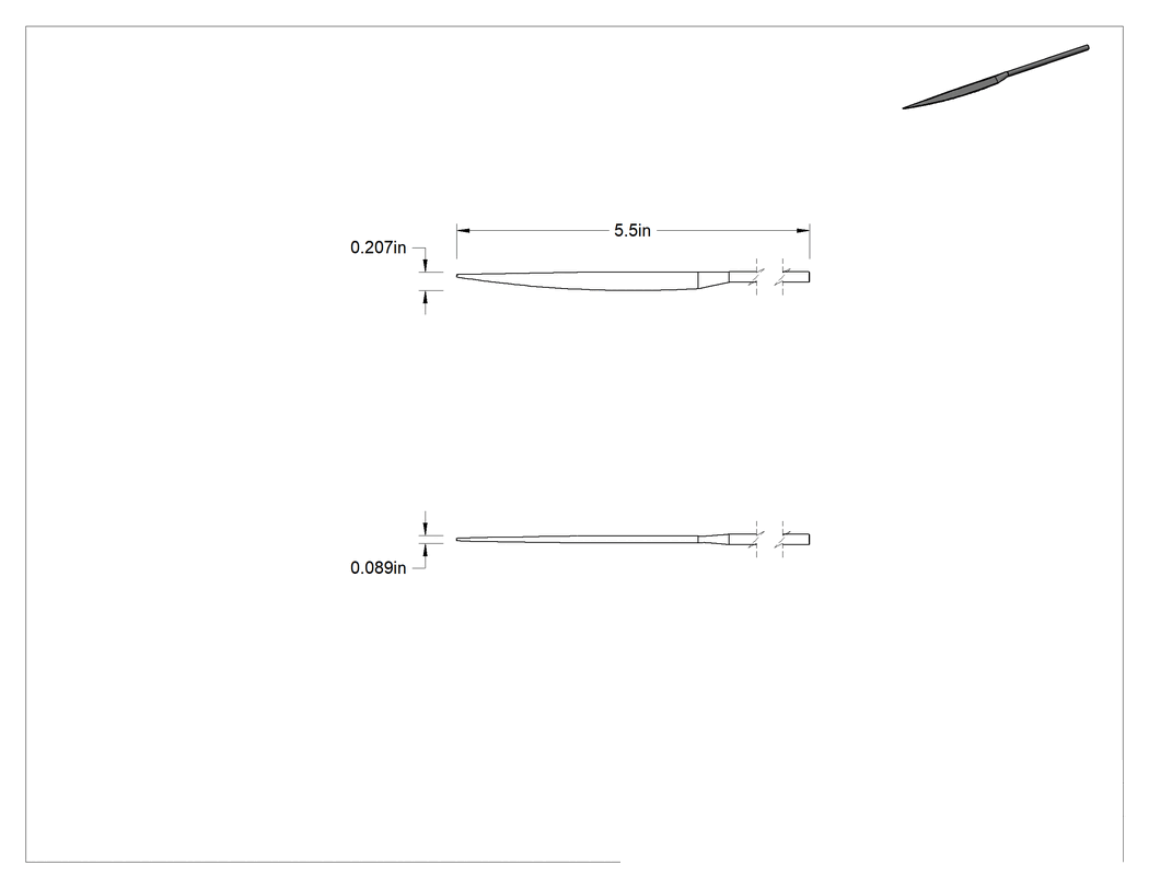 Teknik Çizim - Karbür İğne Törpüsü, Bıçak, 5-1/2" Uzunluk