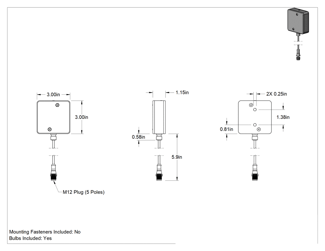 Teknik Çizim - Beyaz LED Makine Görüş Alan Işığı