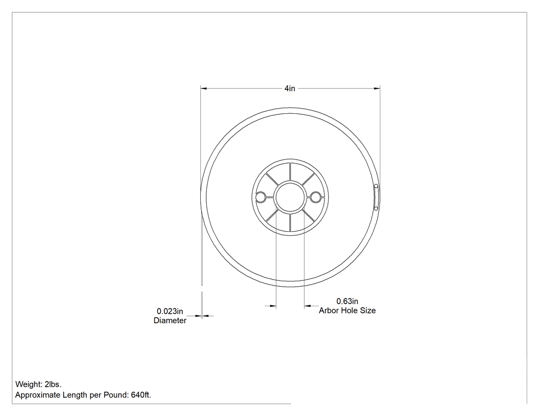 Teknik Çizim - MIG Kaynak Teli, Çelik için, Hızlı Biriktirme, Numara ER70S-7, 0.023 inç Çap, 2-lbs.