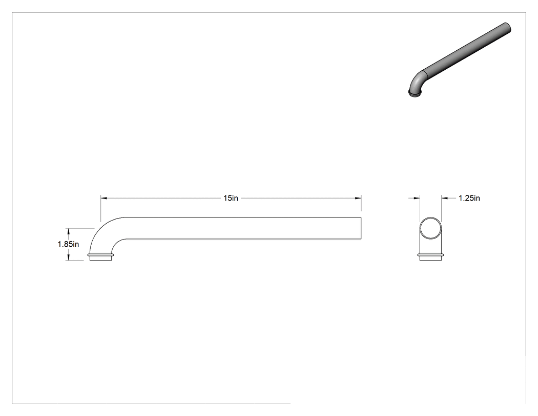 Teknik Çizim - Duvar Dönüşlü Lavabo Sifonu, 1-1/4" Dış Çap