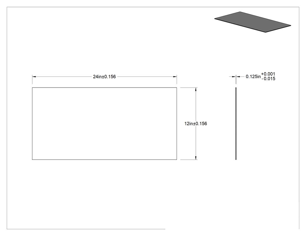 Teknik Çizim - Alüminyum Kaplı LDPE, 12" x 24" x 1/8"