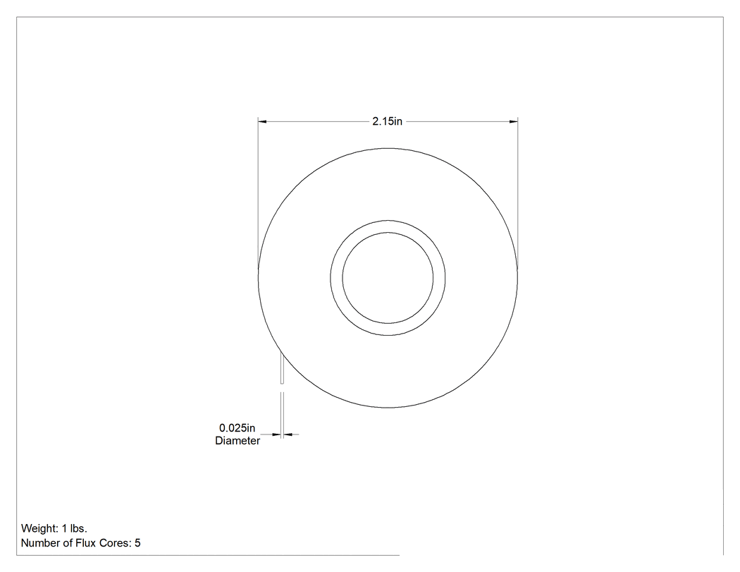 Teknik Çizim - Elektronik Ürünler için Hızlı Akışlı Özlü Lehim, SN60Pb40 Bileşimi, 0.025" Çap, 1 lb.