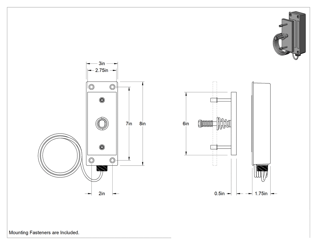 Teknik Çizim - Elektromanyetik Kapı Kilitleri, Assa Abloy Securitron M62FG-Sasm