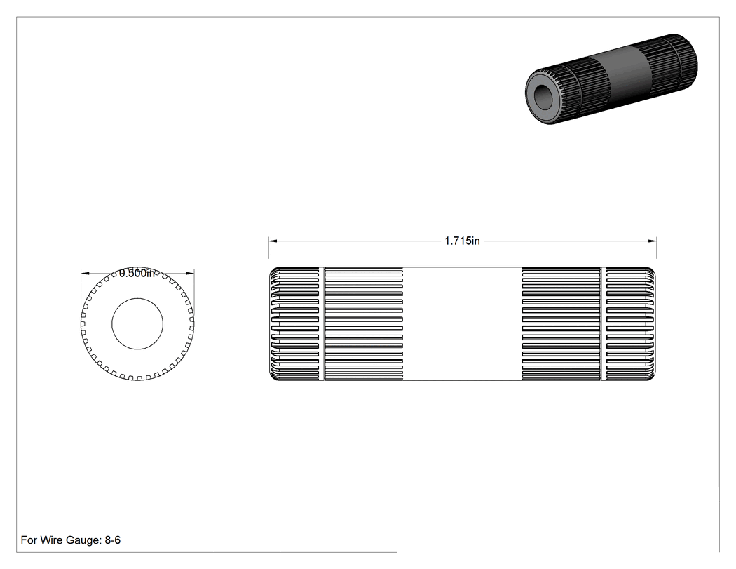 Teknik Çizim - Vidalı Uç Ekleme, 8-6 AWG için
