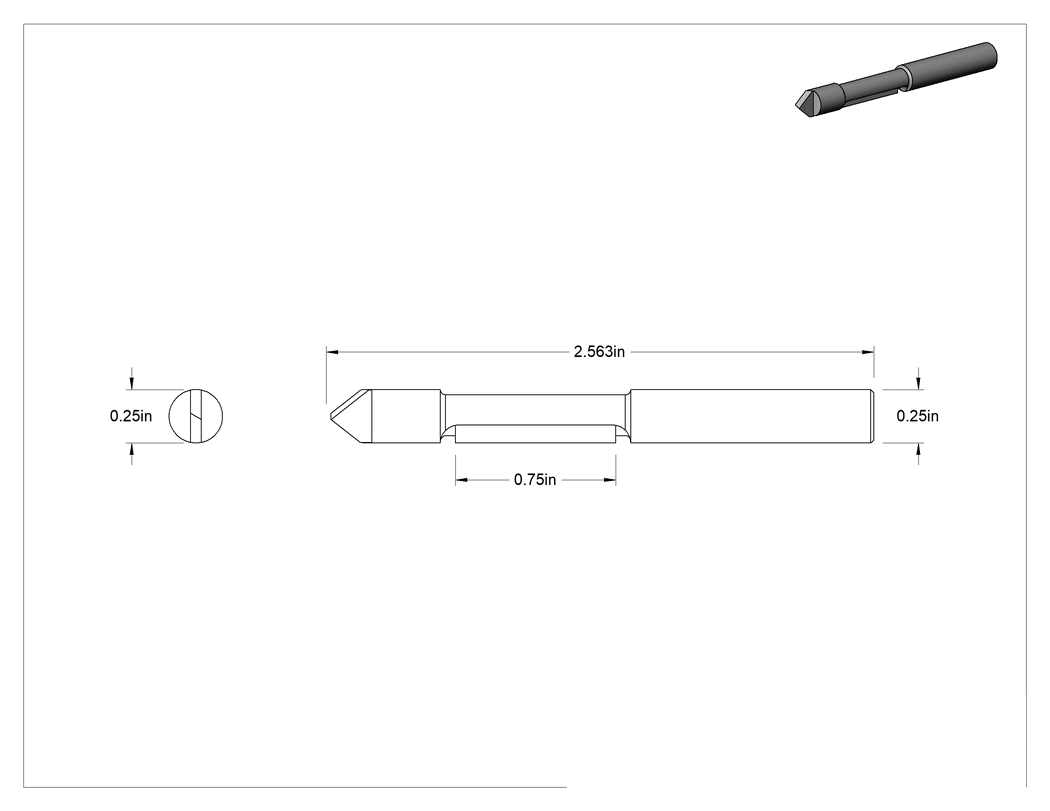 Teknik Çizim - Panel Pilot Freze Ucu, Kaplamasız Karbür Uçlu Yüksek Hızlı Çelik, 1/4" Kesme Çapı