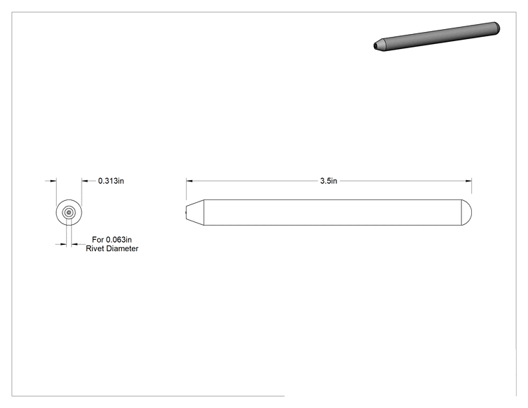 Teknik Çizim - 1/16" Çaplı İçi Boş Perçinler için Alet
