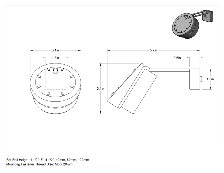 Teknik Çizim - T-Yivli Çerçeve, 1.5" ve 40 mm Yüksekliğinde Ray için Manyetik Kollu Alet Tutucu