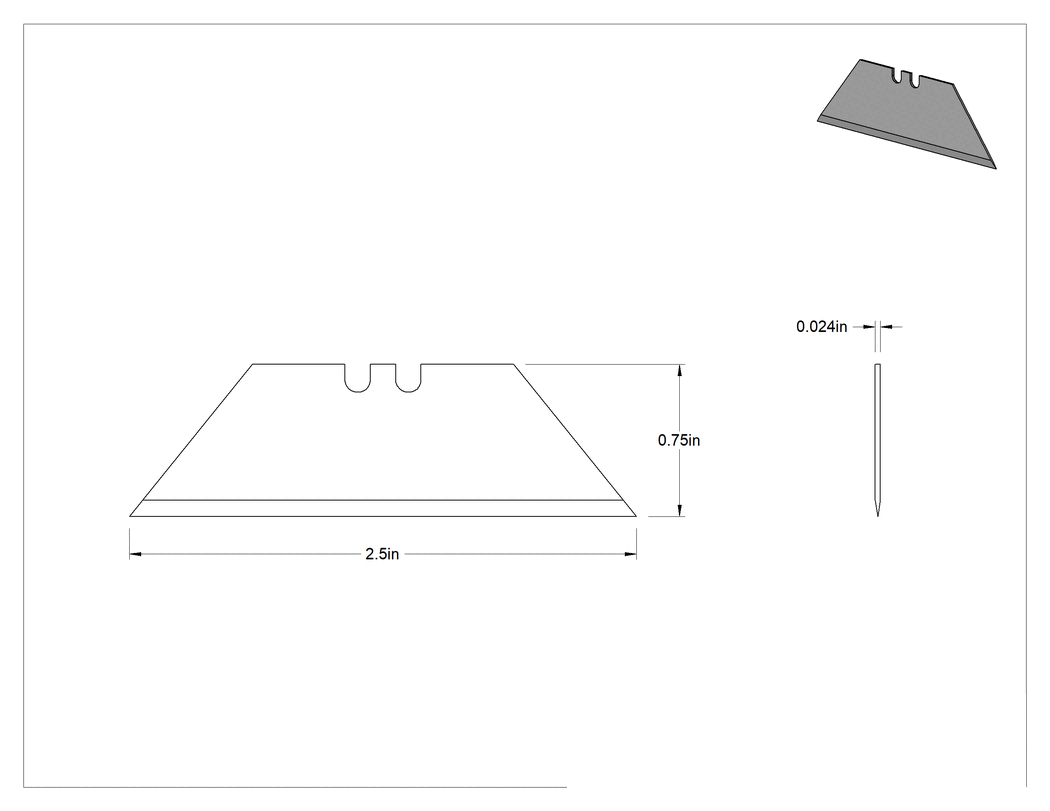 Teknik Çizim - Stanley Model Numarası 11-700 Maket Bıçağı Bıçakları