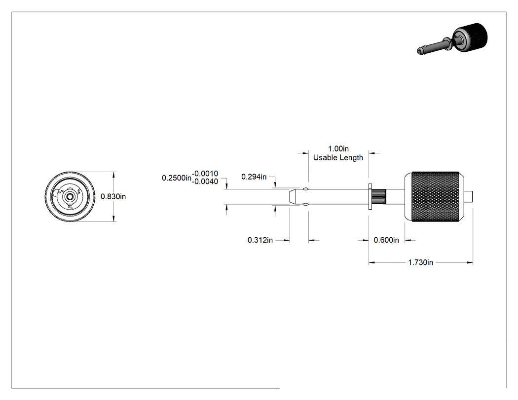 Teknik Çizim - Anahtarlı Çift Kilitli Hızlı Açma Pimi, 1/4" Çap, 1" Kullanılabilir Uzunluk