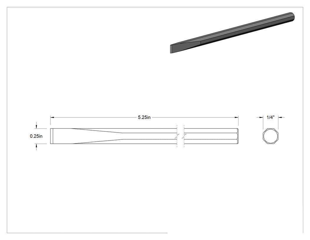Teknik Çizim - Kıvılcım Çıkarmayan Metal Keski, 1/4" Bıçak Genişliği