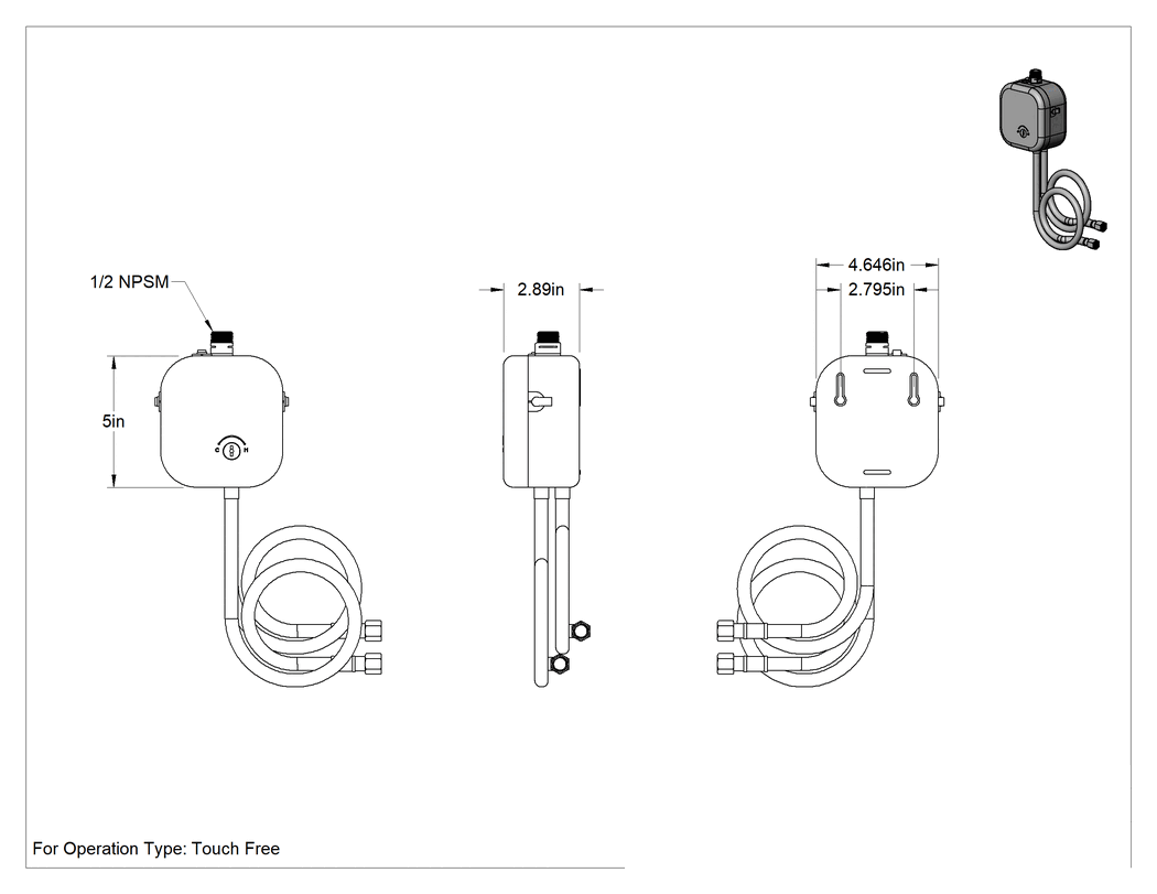 Teknik Çizim - Temassız Lavabo Musluğu Yedek Parçası, 4 Parça, Model Numarası 1070_Tmv, American Standard Musluklar için