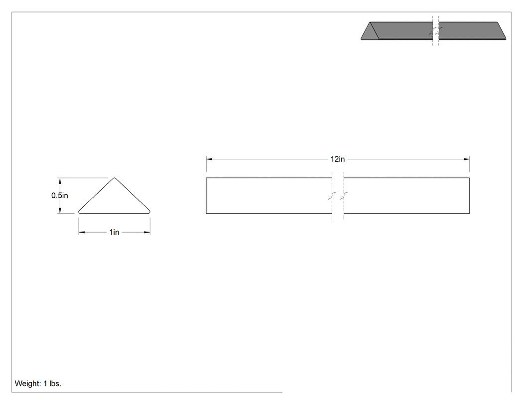 Teknik Çizim - Yüksek Sıcaklık Uygulamaları için Lehim, 1 lb. Bar, 12" Uzunluk x 1" Genişlik x 1/2" Yükseklik