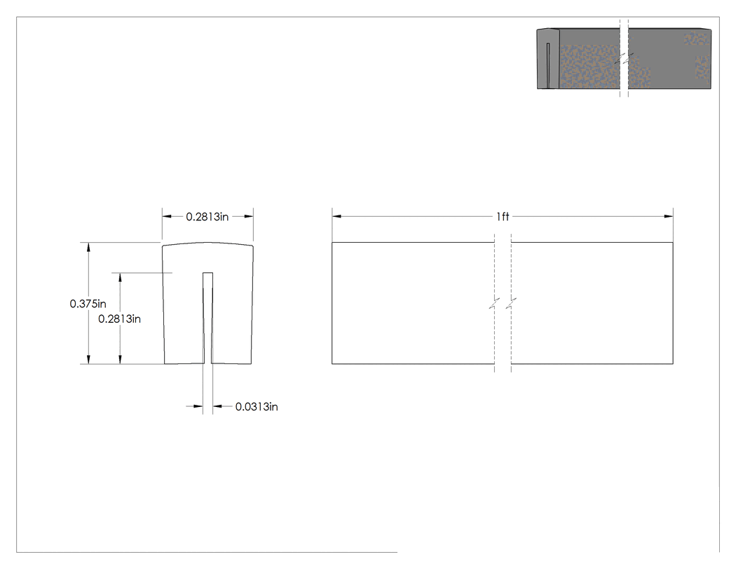 Teknik Çizim - Neopren Kauçuk Kenar Çıtası, 1/32" Genişlik x 9/32" İç Yükseklik