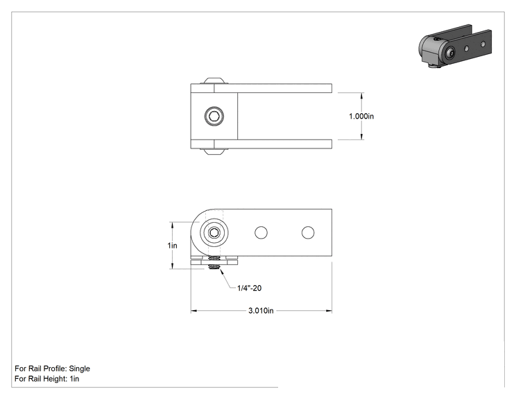 Teknik Çizim - T-Yivli Çerçeve, 1" Tek Ray için Sıralı Pivot
