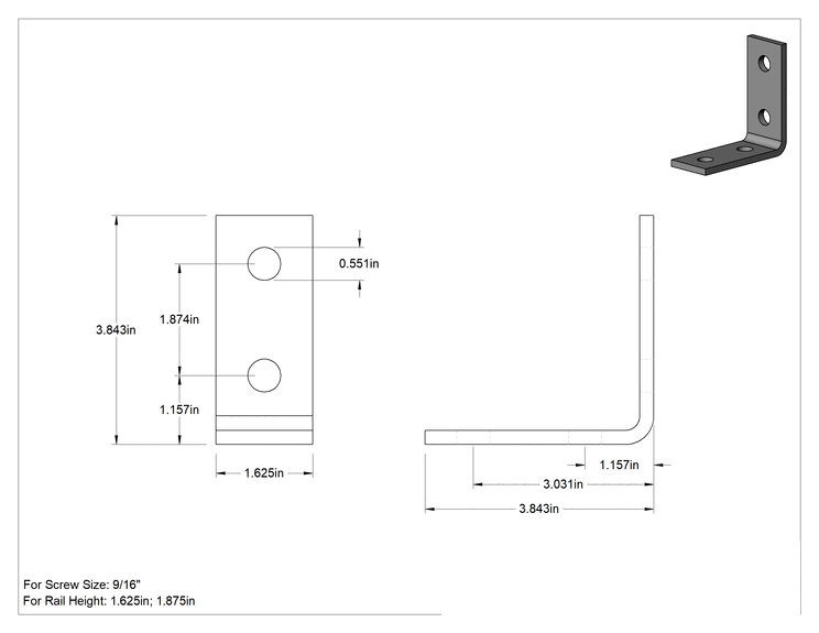 Teknik Çizim - Cıvatalı Çerçeve için Galvanizli Çelik Uzatılmış Köşe Braketi