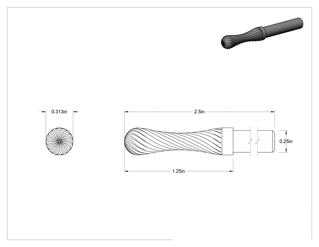 Teknik Çizim - Yüksek Hızlı Çelik Frez, 1/4" Çaplı Şaftlı, Dışbükey-İçbükey, 1/4" Baş Çapı