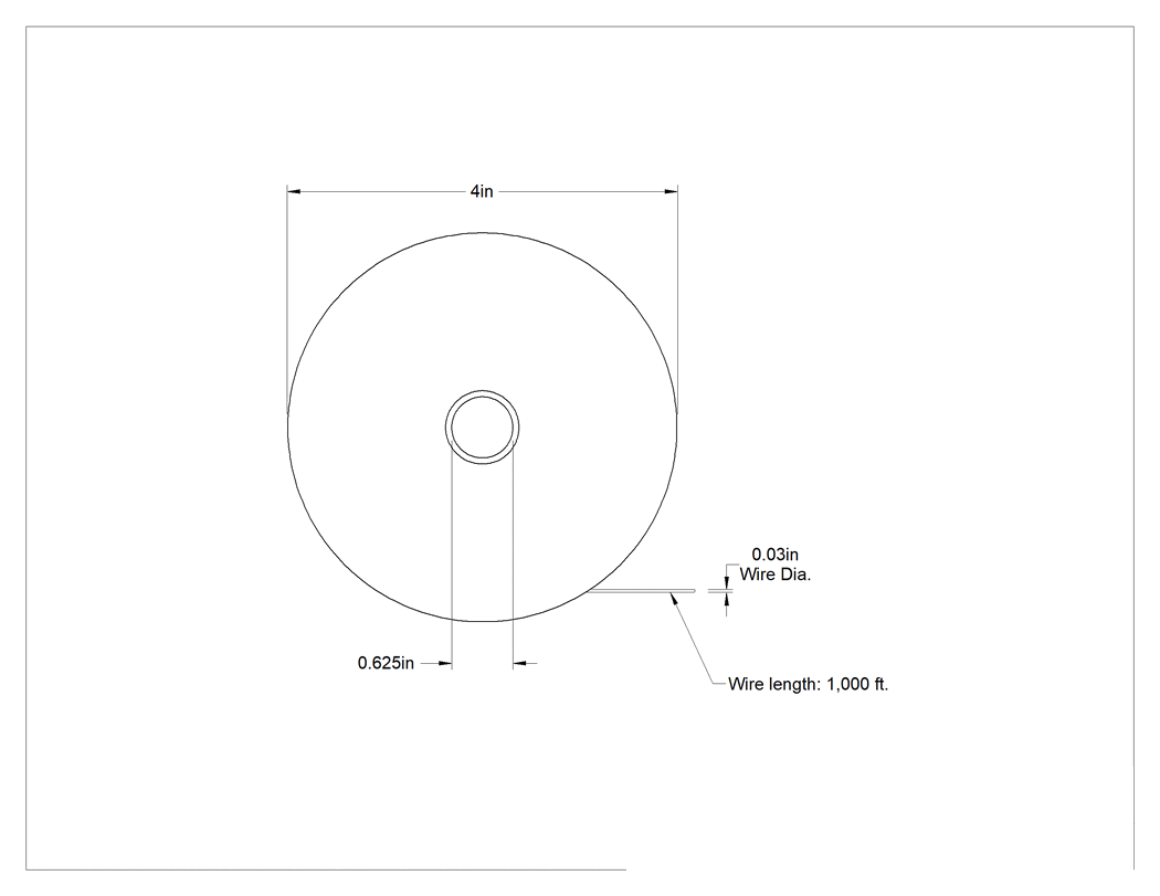 Teknik Çizim - Kurcalanmayı Gösteren Mühür için Tel, Paslanmaz Çelik, 1000 fit uzunluk, 27 AWG, 0.030" Çap
