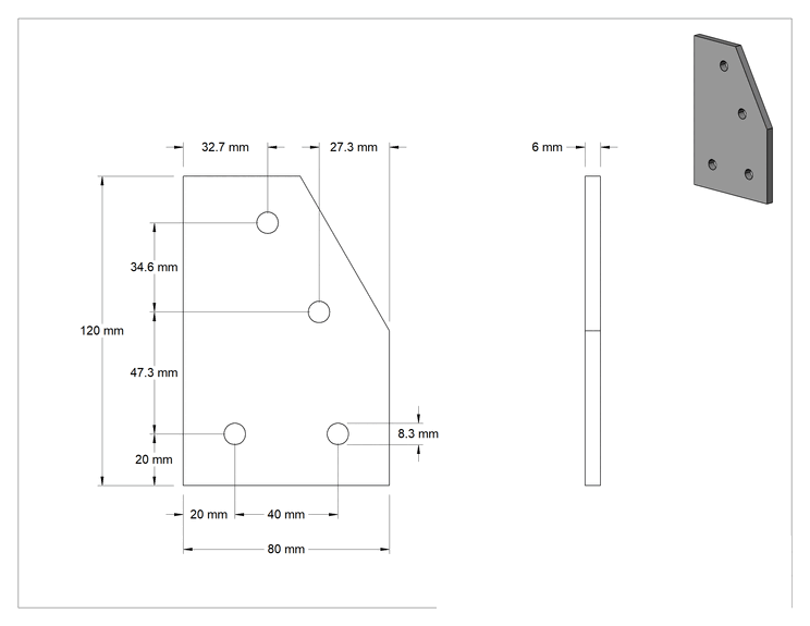 Teknik Çizim - T-Yivli Çerçeve, 40 mm Yüksekliğinde Tek Ray için Gümüş 60 Derece Braket