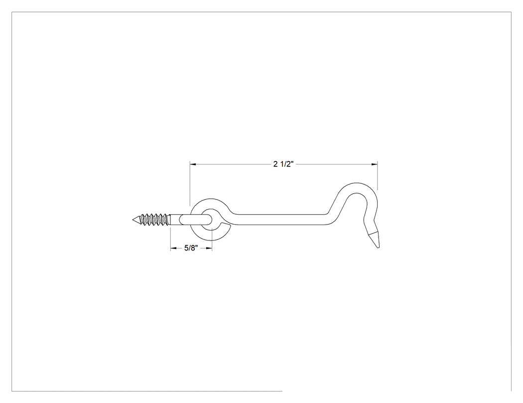 Teknik Çizim - Çinko Kaplı Çelik Salıncak Kancalı Mandal, 2-1/2" Uzunluğunda Kollu