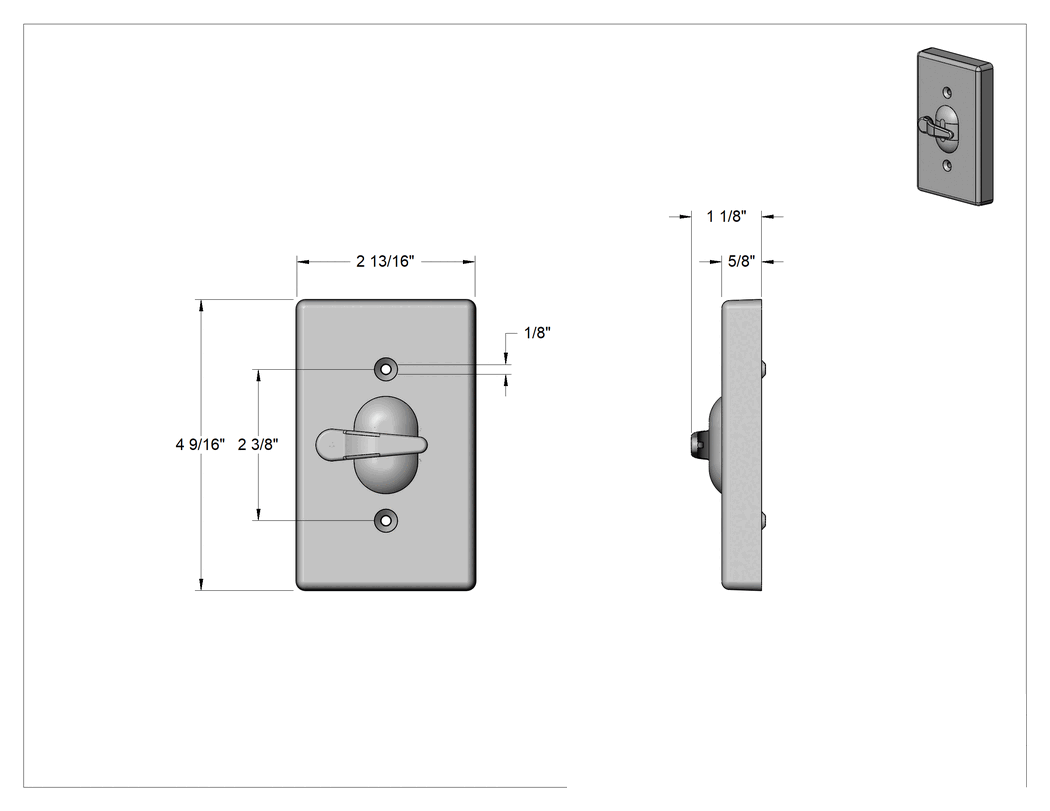 Teknik Çizim - 1 Cihazlı Toggle Anahtarlı Hava Koşullarına Dayanıklı Priz Kutusu için Kapak