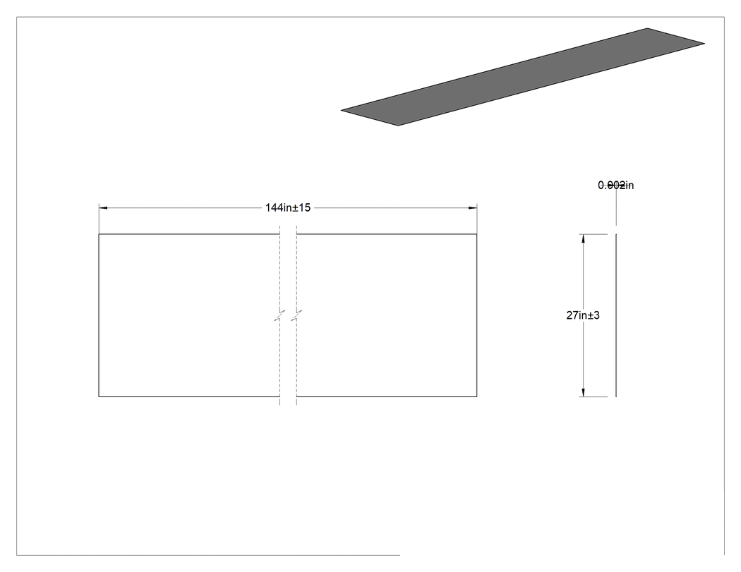Teknik Çizim - Metalize Nem Dirençli Polyester Film, 27" x 12 Fit x 0.002", Gümüş