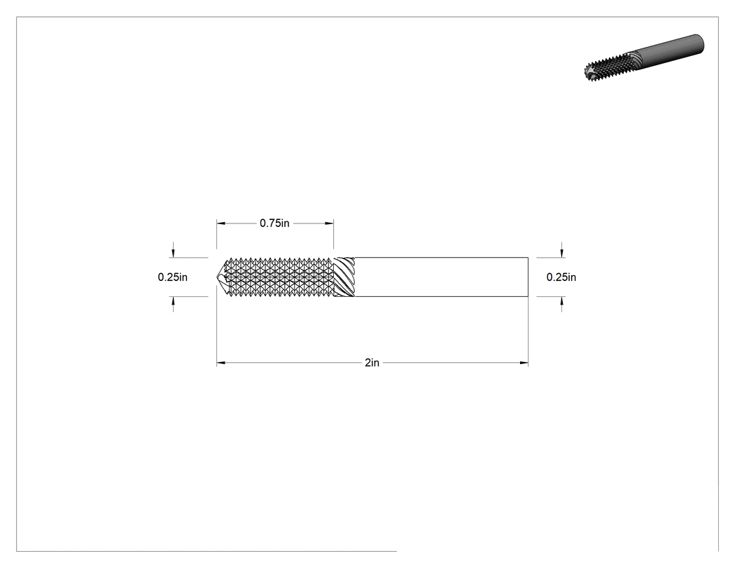 Teknik Çizim - Fiberglas için Freze Ucu, Elmas Oluklar, 1/4" Çaplı Matkap/Freze Kesimi, 3/4" Kesme Uzunluğu