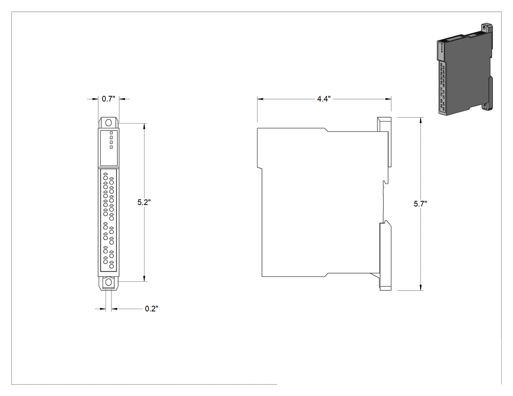 Teknik Çizim - Güvenlik Rölesi, 2 Devre, 24 V DC Giriş