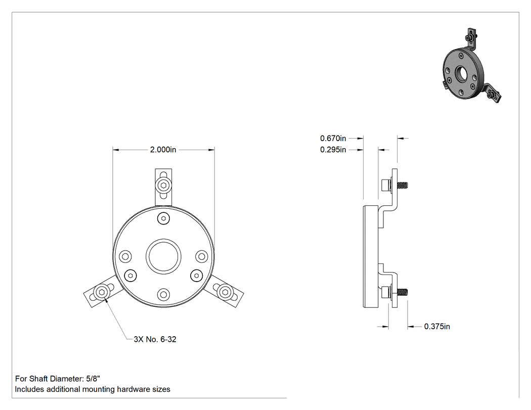 Teknik Çizim - Mil Topraklama Halkası, Tek Parça, 5/8" Mil Çapı için