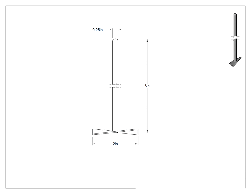 Teknik Çizim - Ayarlanabilir Açılı Karıştırıcı Pervanesi, 6" Toplam Uzunluk