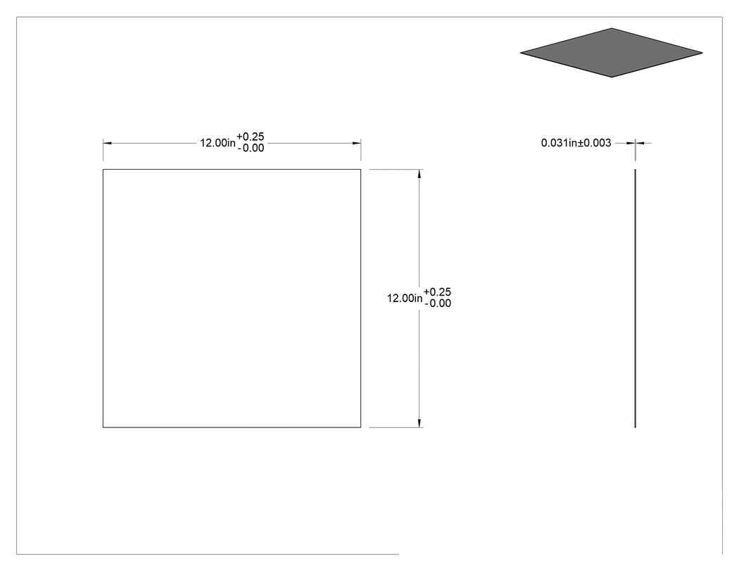 Teknik Çizim - Yüksek Sıcaklık CPVC Levha, 12" x 12" x 1/32"