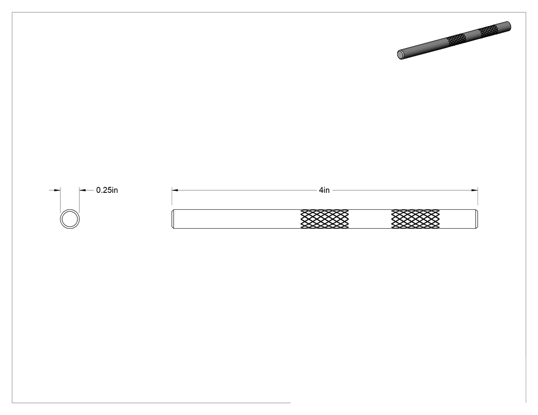 Teknik Çizim - Çizilmez Hizalama Pimi, 1/4" Uç Çapı