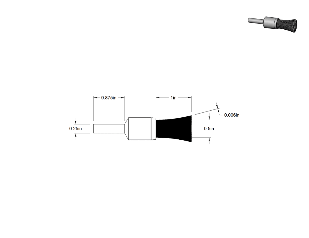 Teknik Çizim - Dar Alanlar İçin Şaftlı Düşük Çizilme Özelliğine Sahip Fırça, 0.006" Çapında Pirinç Kıllara Sahip 1/2" Fırça Çapı