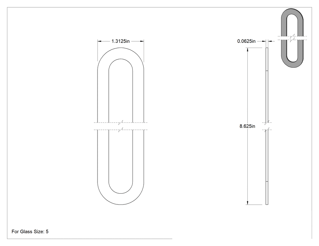 Teknik Çizim - 5 Numaralı Düz Oval Ölçü Camı için Conta