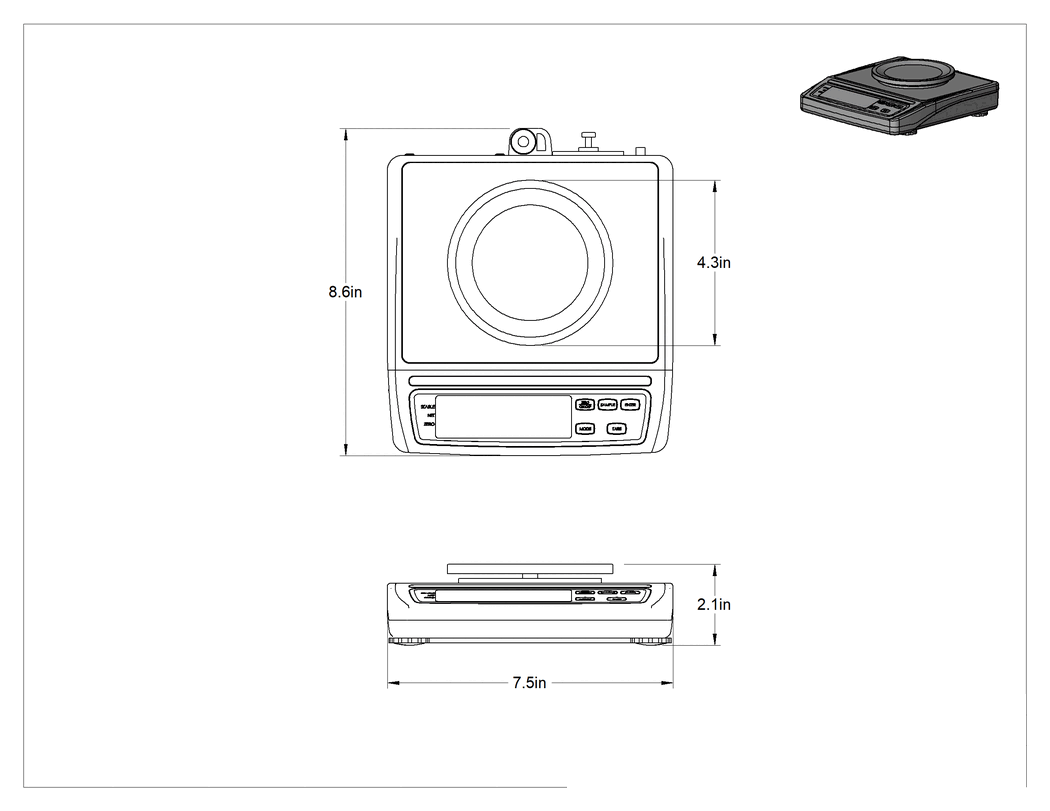 Teknik Çizim - Tehlikeli Ortamlar için Dijital Tezgah Üstü Terazi, Yuvarlak Paslanmaz Çelik Platformlu, 10.93 oz. Kapasite
