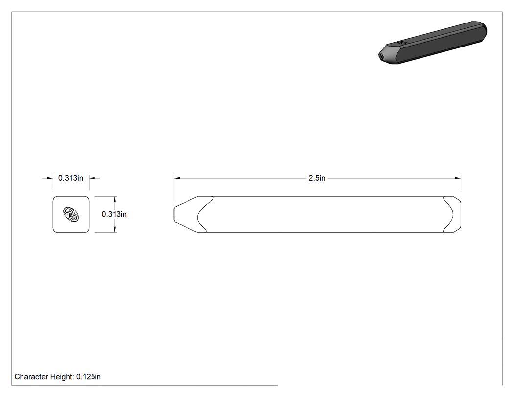 Teknik Çizim - Denetim Sembolü Çelik Damga, Sembol E5, 1/8" Karakter Yüksekliği