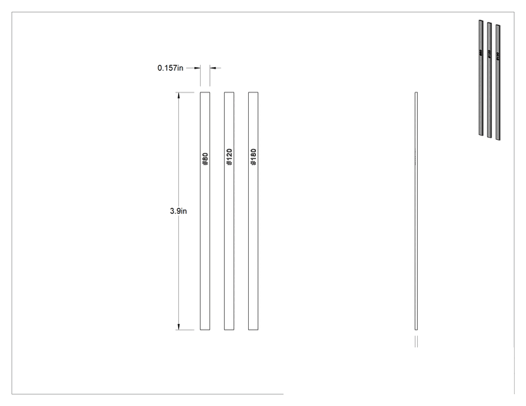 Teknik Çizim - Detay Parlatma Taşı Çeşitleri, Düz Dikdörtgen, 4" Uzunluk x 5/36" Genişlik, 5 Parça