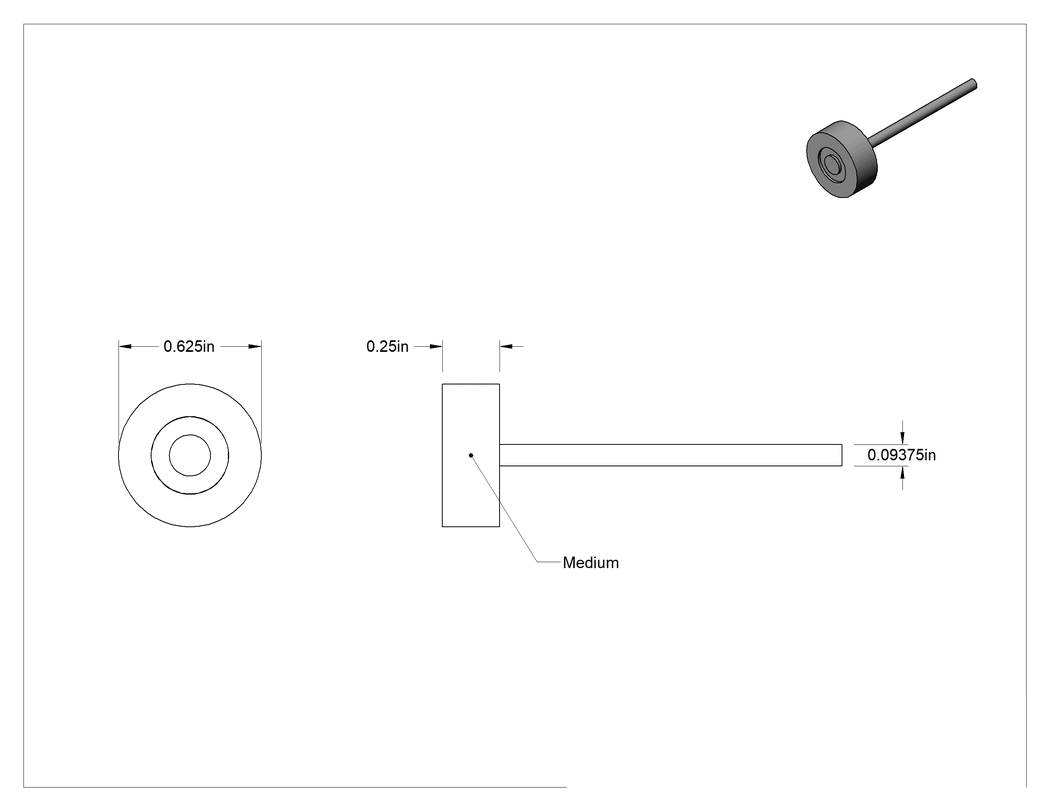 Teknik Çizim - Parlatma Bobi, Orta, Düz Kenarlı Disk, 5/8" Çap x 1/4" Uzunlukta Başlık