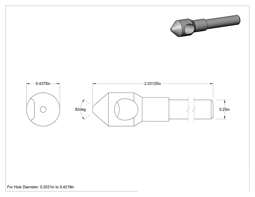 Teknik Çizim - Yivsiz Pürüzsüz Yüzeyli Kobalt Çelik Havşa, Vidalar için, 82 Derece, 13/64" ila 27/64" Çap için