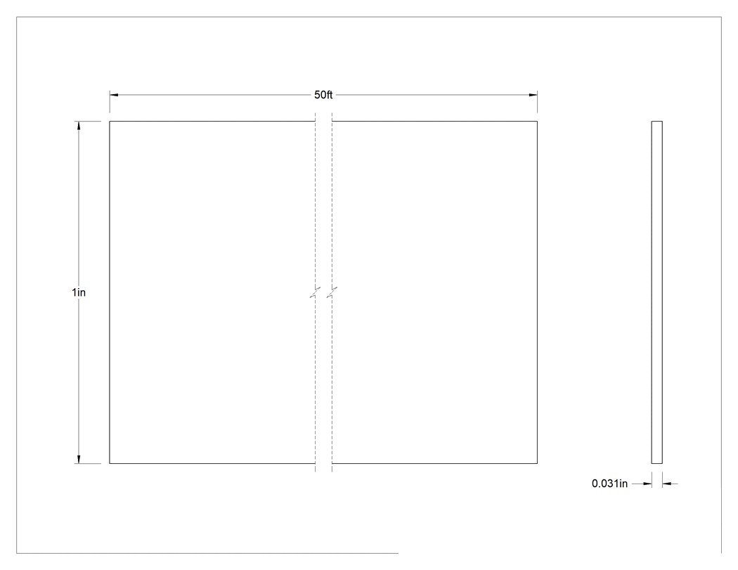 Teknik Çizim - Yüksek Sıcaklık Seramik Elyaf Boru Yalıtımı, Alümina Oksit, 50 Fit Uzunluk x 1" Genişlik x 1/32" Kalınlık