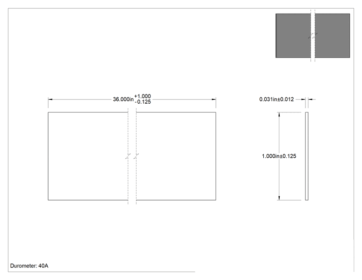 Teknik Çizim - Çok Amaçlı Neopren Kauçuk Şerit, Çapraz Dokulu, 1" x 36" x 1/32", 40A Durometre