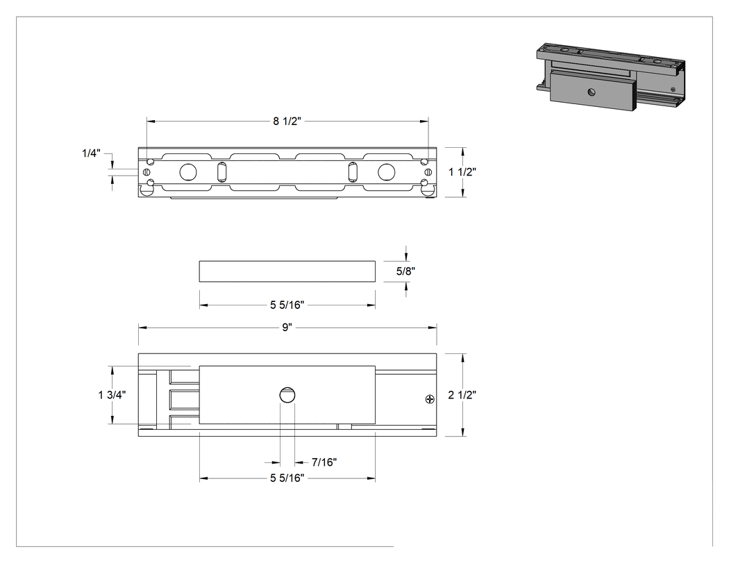Teknik Çizim - Elektromanyetik Kapı Kilidi, Gömme Montaj, Schlage M420
