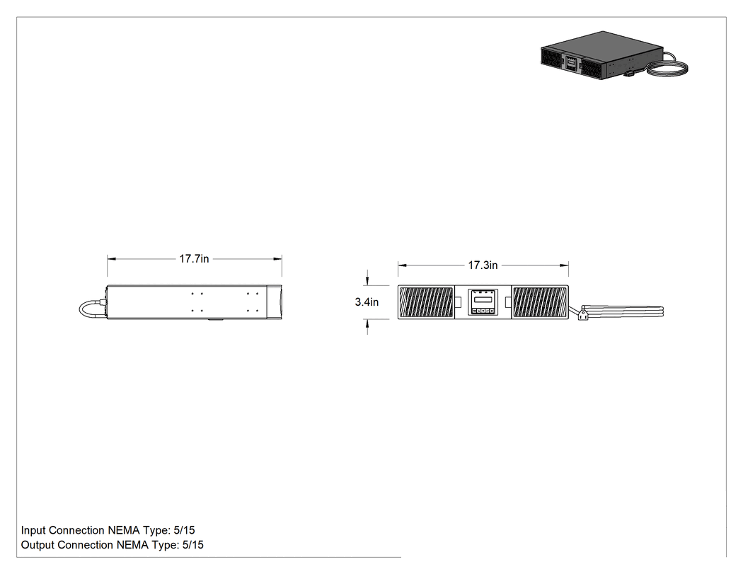 Teknik Çizim - Kesintisiz Yedek Güç Kaynağı, 1500VA/1350W Çıkış